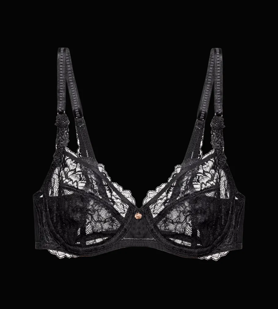 Fuller Cups|Underwired Bras>Triumph PEONY FLORALE Black
