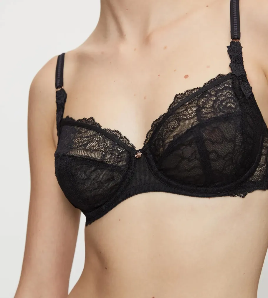 Fuller Cups|Underwired Bras>Triumph PEONY FLORALE Black