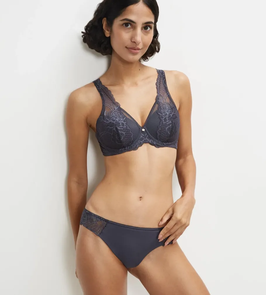 Fuller Cups|Underwired Bras>Triumph WILD PEONY FLORALE PebbleGrey
