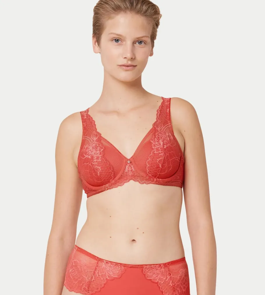 Fuller Cups|Underwired Bras>Triumph WILD PEONY FLORALE Deepblush