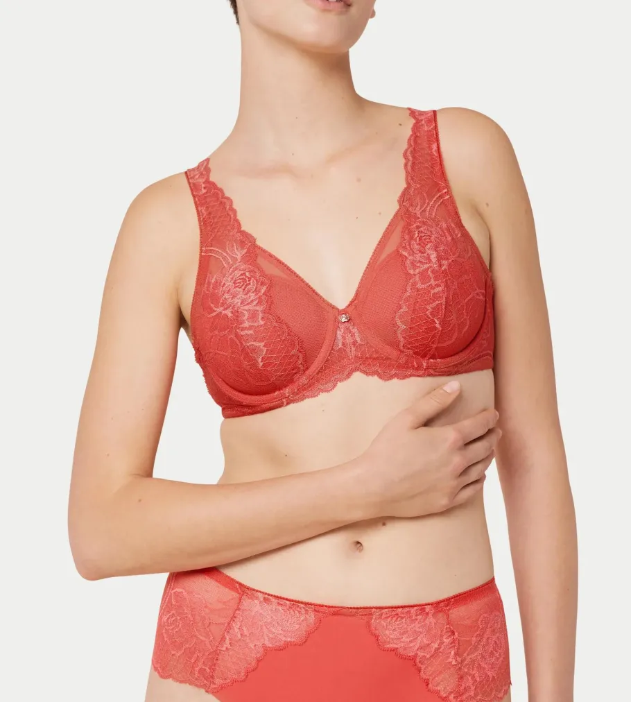 Fuller Cups|Underwired Bras>Triumph WILD PEONY FLORALE Deepblush